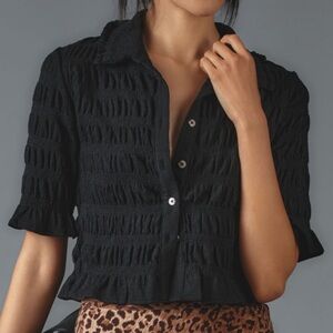 Maeve Smocked Button-Front Top